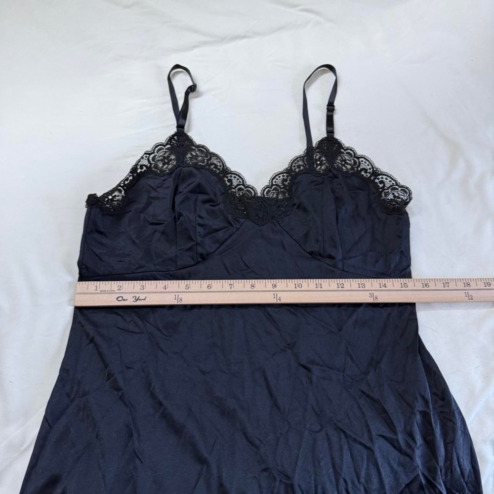 90s French Maid size 40 black lace trim slip dress - Picture 5 of 7